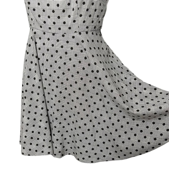 Elle Gray Glen Plaid Polka Dot Houndstooth Fit & Flare Sleeveless Dress - Picture 4 of 14